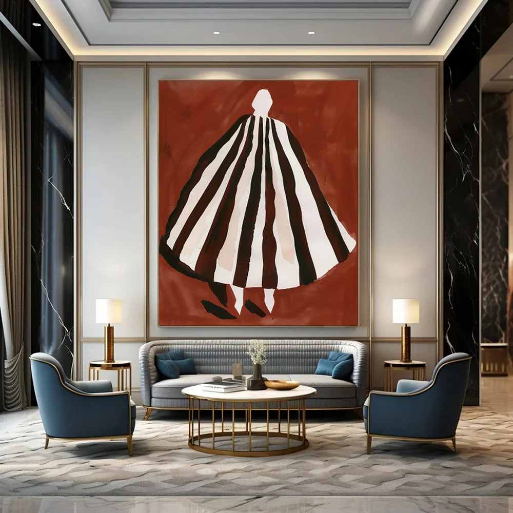 Red Handmade Figure Dramatic Abstract Artwork W15FL